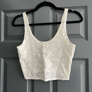 Hollister white floral crop top size M